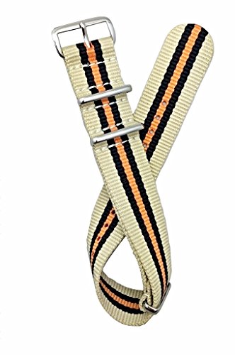 Newlife 22Mm Tan/Black/Orange Strap | Vintage Old Style Watchstrap Nylon Fabric Replacement Watchband That Brings To Any Watch (For Men And Women) #TOP22