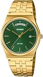 Casio MTP-B146G-3AV Men's Vintage Gold Tone Stainless Steel Green Dial Day Date Analog Watch