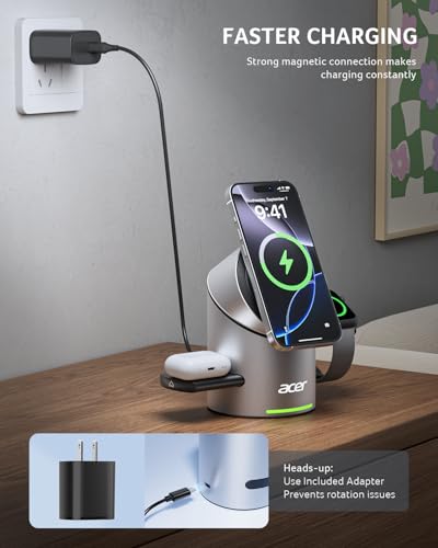 Acer Prime 3-in-1 MagSafe Wireless Charging Station (for iPhone, Apple Watch, AirPods) - image 6