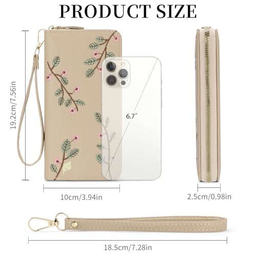 Image of RNIEGA Womens Wallet RFID Blocking Vegan Leather Zipper Around Ladies Wallets Long Clutch Purse with Wristlet