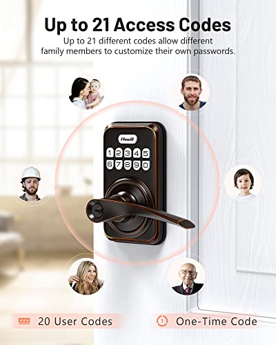 Keyless Entry Door Lock With Handle, Zowill Electronic Keypad Deadbolt Door Locks Handle Lever, Front Door Lock Set, Digital Door Lock, Auto-Locking, Anti-Peep Code Door Handle Lock,Oil-Rubbed Bronze #TOP2