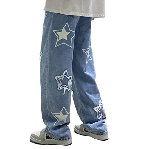 Men's Streetwear Jeans Y2K Hip Hop Jeans Casual High Waisted Wide Leg Baggy Embroidery Harajuku Denim Pants4