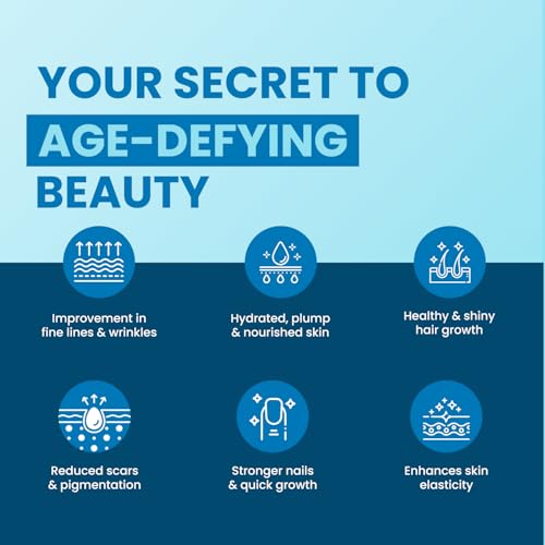 Herbal Max Marine Collagen Powder | Orange Flavour | Type I & III Hydrolyzed Collagen Peptides with Hyaluronic Acid, Vitamin C, Vitamin E & Biotin | Supports Skin, Hair, Nails, Bones & Joints | 240g