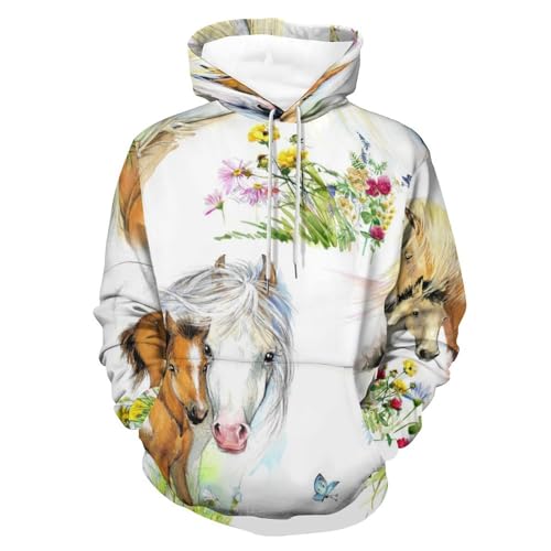Sweats à Capuche de Qualité Artistique : Le Pull Cheval Aquarelle S