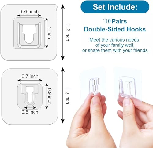 Image of Boniry Hooks for Wall Without Drilling, Self Adhesive Wall Hooks for Hanging Strong, Durable & Easy-to-Install Wall Hooks for Home & Office - No Tools Required, (10, Double Side)