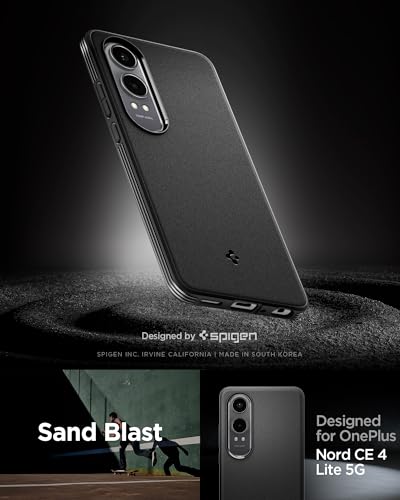 Image of Spigen Essential Sand Blast | OnePlus Nord CE 4 Lite 5G Case [Air Cushion Protection] [Flexible] OnePlus Nord CE 4 Lite 5G Back Cover | TPU - Matte Black