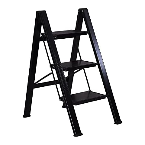 Jixuan Step Ladder, Folding Step Stool with Wide Anti-Slip Pedal, 330lbs Sturdy Steel Ladder, Convenient Handgrip, Lightweight and Portable Steel Step Stool (3 Step) Cover