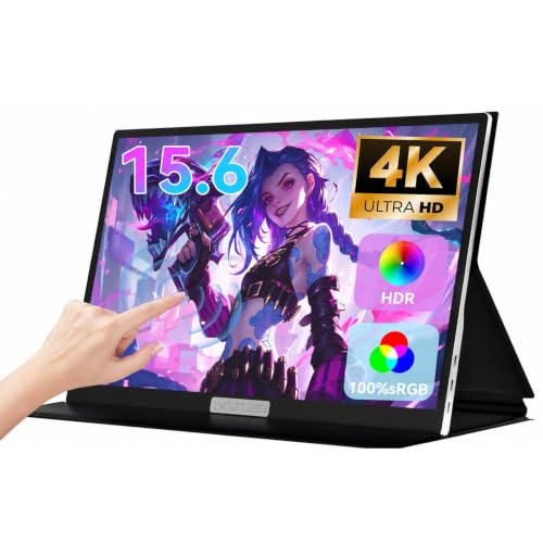 Image of 15.6 Inch 4K UHD Portable Gaming Monitor Supports HDR 100% sRGB Lightweight Metal Touchscreen with Type-C Mini HDMI Travel Monitor for Laptop /PC /Mac /PS5 /4 /Switch