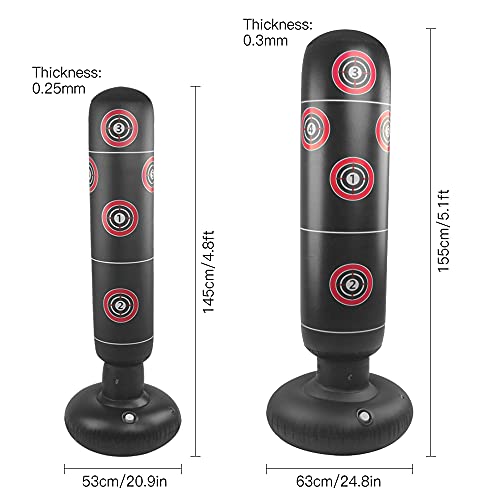 yeacher Saco de boxe para fitness Saco de boxe inflável com suporte Saco de boxe de brinquedo em PVC