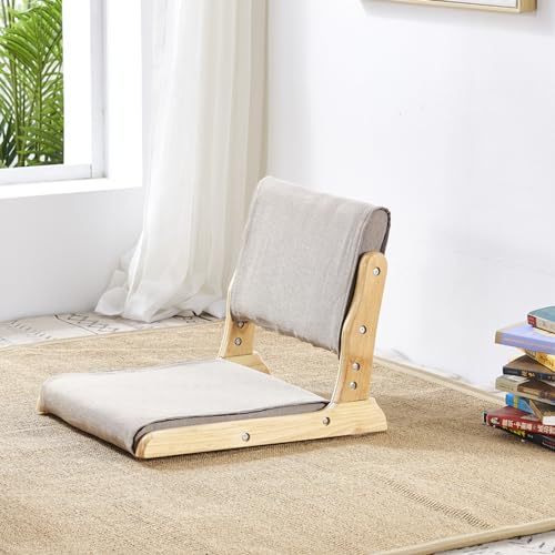 Silla de yoga de meditación con soporte para la espalda, asiento ergonómico de madera de goma con cojín para uso en interiores y exteriores