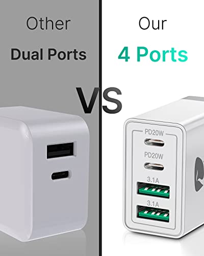 image for Aioneus 40W USB C Fast Charger, 4-Port USB Wall Charger Plug with Dual