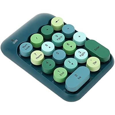 Retro Color 2.4GHz Numeric Keypad with USB Receiver for Laptop, Portable 18 Keys Wireless Number Pads Round Keycaps Auto Sleep Accounting Numpad Compatible with OS X (Dark Green Color)
