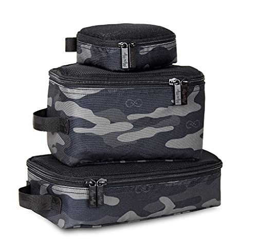 Image of Chelsea + Cole for Itzy Ritzy Packing Cubes – Set of 3 Camo Packing Cubes or Travel Organizers; Each Cube Features a Mesh Top, Double Zippers and a Fabric Handle; Camo