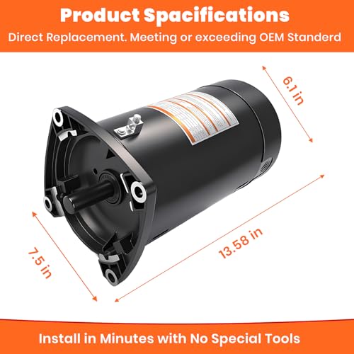 HRepair 3/4 HP Swimming Pool Pump Motor USQ1072 fits for Pentair Superflo Sta-Rite Whisperflo Pinnacle Anthony AR2 Pumps 230V, 5.6/11.2 Amps - 0.75 HP by HRepair - Image 3