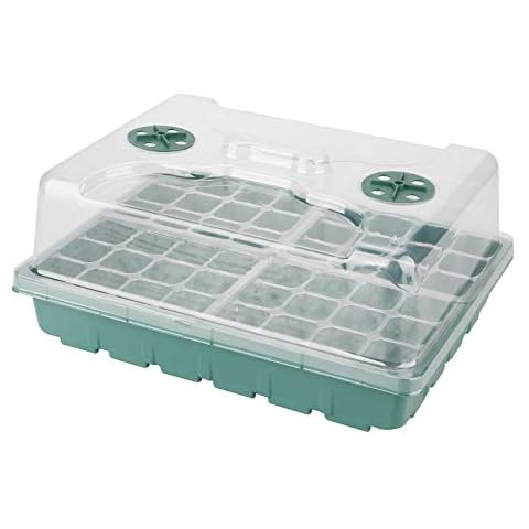UHBGT Seed Starter Tray, 48 Cells Greenhouse Grow Trays Seedling Starter Tray with Dome and Base Plant Germination Kit Garden Propagator Set for Seeds Growing Starting Cover