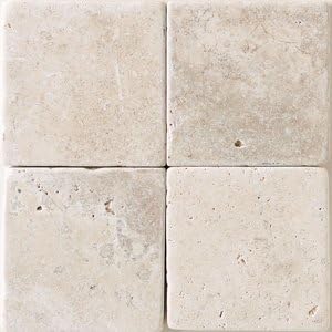 Crema Marfil 4x4" Square Marble Tile Tumbled and Honed