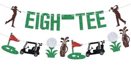 Golf Eigh-Tee Banner, Cheers To 80 Years, Funny Golf Theme Eighty Years Sign For Golfer Fans, 80Th Birthday Party Decorations Supplies For Men Women