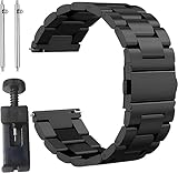 Cinturino per orologio 20mm,Cinturino per orologio Premium Metallo In Argento con collegamenti in acciaio inossidabile di alta qualità e cinturini per orologi da uomo di lunghezza regolabile Compatibi