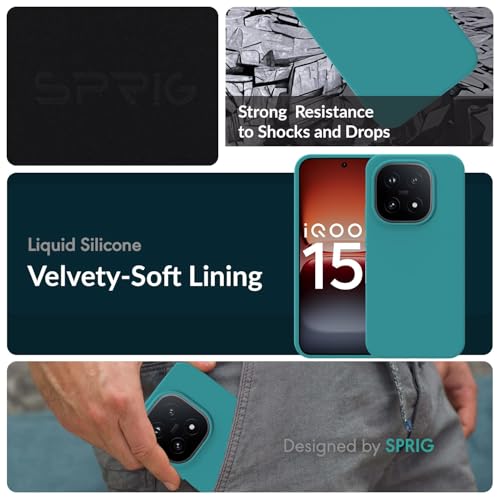Image of SPRIG Compatible with IQOO 15 5G SilkTone Silicone Back Cover Drop Tested Shock Proof Mobile Case for Men, Women, Boys and Girls with Camera Protection (Ocean Blue)