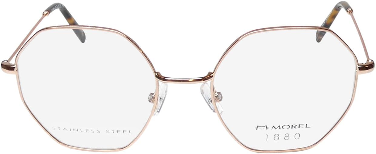 MOREL 1880 60149m Eyeglass Frame/Glasses Stainless Steel Metal Durable Eyewear from French Designer [50-18-140, pink gold]