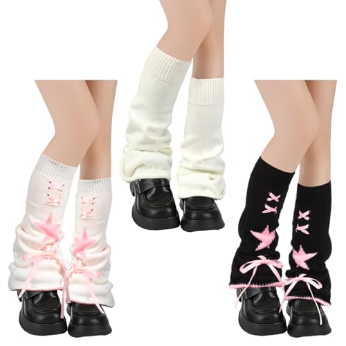 Image of Geyoga Y2k Accessories Harajuku Leg Warmers Gyaru Clothes Japanese Kawaii Girls Leg Warmers Goth Cute Lolita Knit Boot Socks