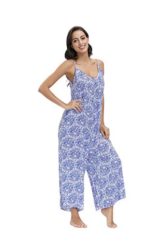 Image of BUENOS NINOS Women's V Neck Floral Maxi Dress Boho Printed Adjustable Spaghetti Strap Ethnic Beach Long Dress with Pockets
