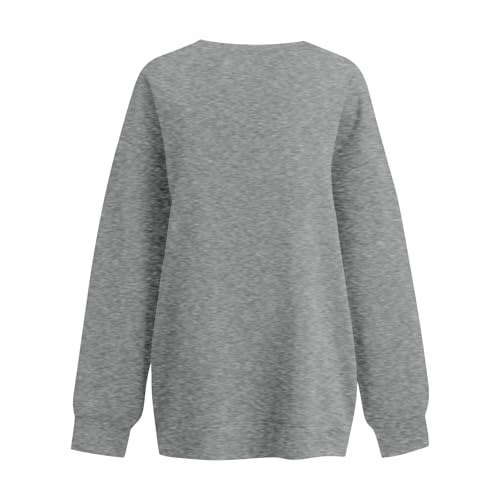 Oversized Sweatshirt for Women Cute Fleece Long Sleeve Sweatshirts Dressy Work Party Club Family Baseball Plus Size Hoodie Baggy Big and Tall Solid Color Plain Cool Sweat V Neck Sweatshirt Women