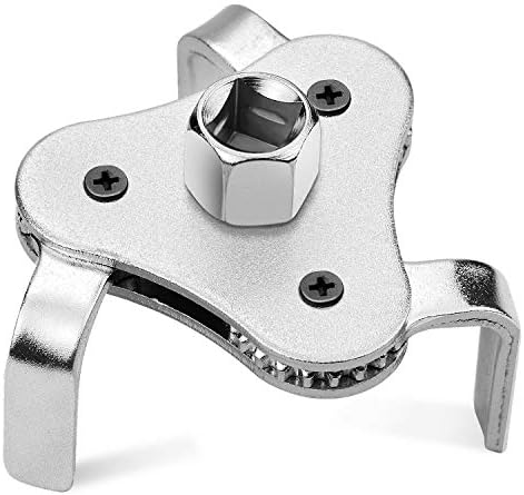 Bolaxin Universal Adjustable Oil Filter Wrench 2.5" to 4.5" - 3 Jaws Oil Filter Wrench Tool Set Remover Socket (Silver)
