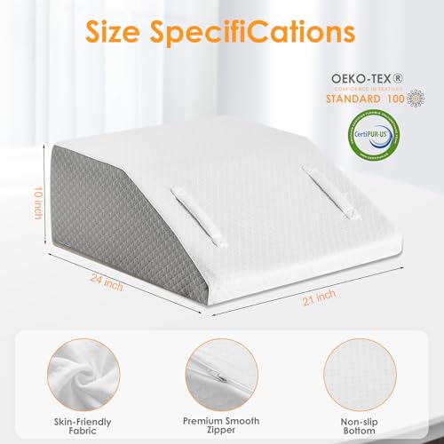 Leg Elevation Pillow for After Surgery, 10inch Foam Leg Elevating Pillow for Swelling and Blood Circulation, Leg Wedge Pillow for Sleeping, Knee Pillow for Knee Hip Ankle Pain Relief, White