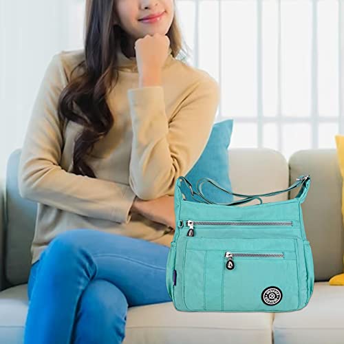 Sac nylon léger grande capacité vert avec compartiments internes et fermeture zippée - 4
