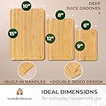 Bamboo Cutting Board Set of 3 - Thick & Durable Wood Cutting Boards with Deep Juice Grooves & Build-in Handles, Large Surface, Easy to Clean – for Meat, Vegetables and Fruits - Image 3