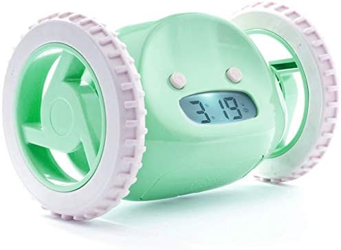 Clocky, The Original Runaway Alarm Clock on Wheels (Loud for Heavy Sleepers, Fun Rolling Moving Clock), Green
