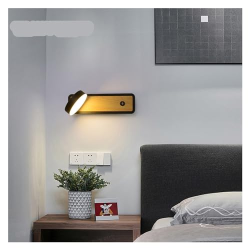 Lámparas de pared modernas de madera con interruptor y luz cálida para cabecera 6
