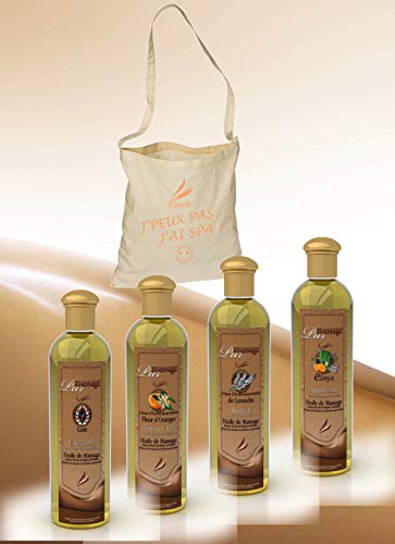 Pur Massage Camylle Luxe : coffret huiles de massage relaxantes 4x250ml avec sac cadeau