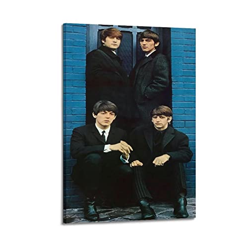 Poster décoratif sur toile pour chambre à coucher et chambre à coucher des Beatles (60 x 90 cm) - Les Beatles, Paul McCartney, John Lennon, RIngo Starr, George Harrison Poster décoratif sur toile pour chambre à coucher et chambre à coucher des Beatles (60 x 90 cm)