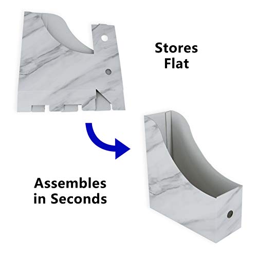 Huaprint FH6003 Magazine Holder(6 Pack, Marbling Gray) Cardboard Magazine File Holder-Folder Holder,Magazine Organizer,Document Organizer,Magazine Storage Box,With Labels thumb #3