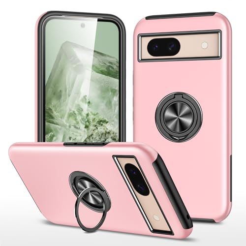 Sawiqpd Funda para Google Pixel 9A 5G, funda para Google Pixel 9A 5G con soporte de anillo de rotación de 360 grados, a prueba de golpes, funda protectora de grado militar, cubierta trasera dura, oro