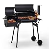 Charcoal grills outdoor bbq grill offset smoker with wheels side fire box portable barbecure grill for outdoor cooking backyard camping picnicsblack  urban country home decor