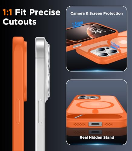 Image of Magnetic Compatible with iPhone 16 Pro Max Case, [Built-in Invisible Kickstand][Compatible with MagSafe][Military Grade Shockproof] Slim Translucent Matte Phone Case for iPhone 16 Pro Max 6.9 inch