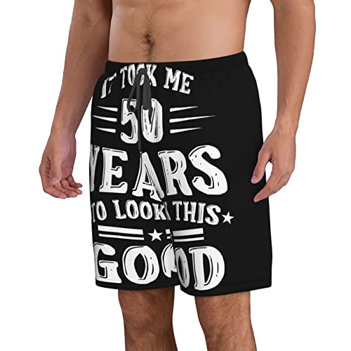 Happy 50th Birthday Men's Swim Trunks Quick Dry with Mesh Lining Beach Shorts Bathing Suit Swimwear Large2