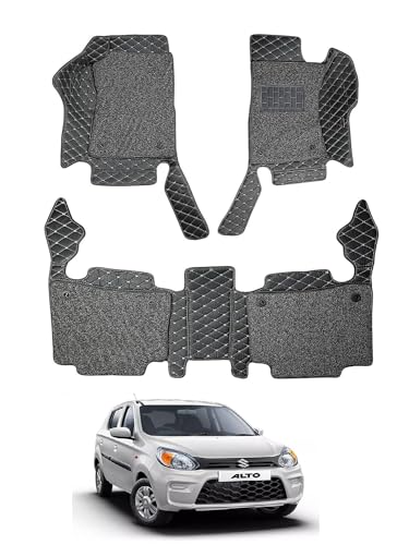Image of Auto Hub Premium 7D car mat Maruti Alto 800, Luxury Double-Stich 7d Car Floor Mat Complete Set, 100% Waterproof and Washable, Color : Black