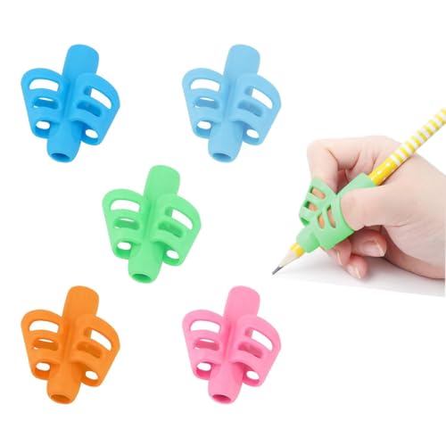 MEETTIKEY 5 Piezas Adaptador Lapiz Para Niños,Soporte de Lápiz de Niños Herramienta de Corrección de Postura de Escritura para Lápices,Ergonómicas Pencil Grip