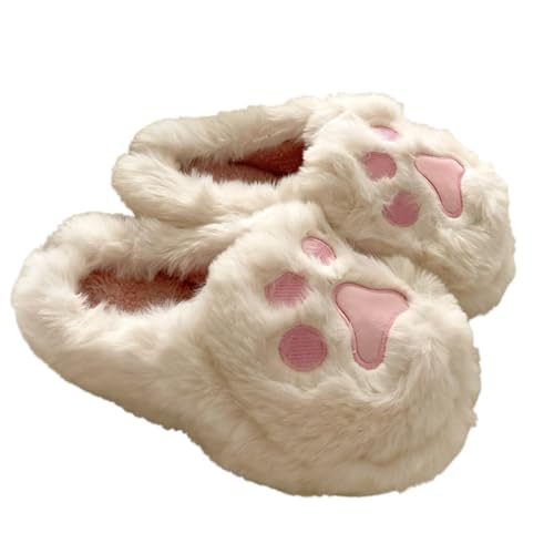Bear Paw Fuzzy Slippers for Women Winter,Cute Animal Memory Foam House Slippers,Plush Non-slip Dorm Shoes Xmas