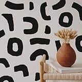 Large Boho Geometric Wall Decal Abstract Art Sticker, Modern Irregular Shapes Decals, Self-Adhesive Peel and Stick Black Vinyl Wall Stickers for Home Bedroom, Living Room Office, Bathroom Decor