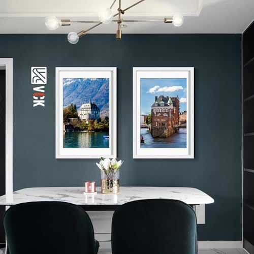 Image of VCK 24x36 Frame 5 Pack, White Exclusive Wood, 20x30 Mat, for Picture