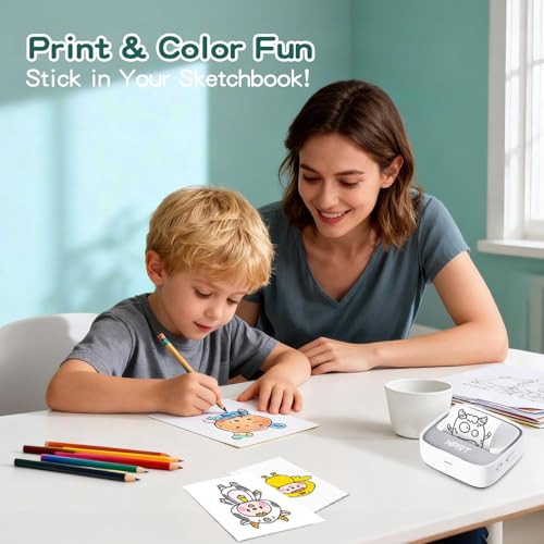 Image of HPRT S1 Bluetooth Thermal Label Printer, Portable Mini Inkless Sticker Maker with 1 Roll Paper, Compatible with iPhone & Android, for Home, School, Office, Travel, Kids. Free App with Templates