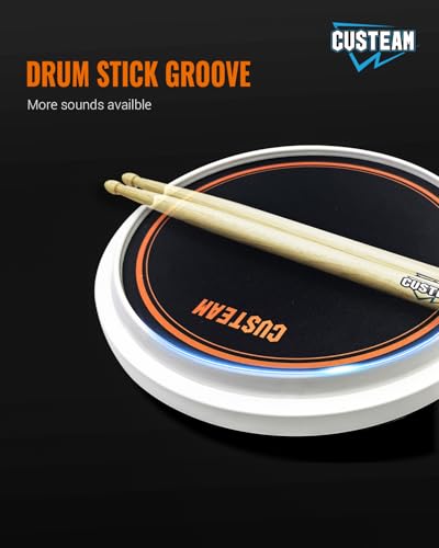 CUSTEAM 12inch drum practice pad - Silent Practice Drum Pad - Built-in Drum Head, Real Drumming Experience
