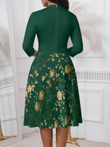 Image of PinkPatty Women's Casual A-line Midi Dresses 3 /4 Sleeve V Neck Fit and Flare Dress with Pockets