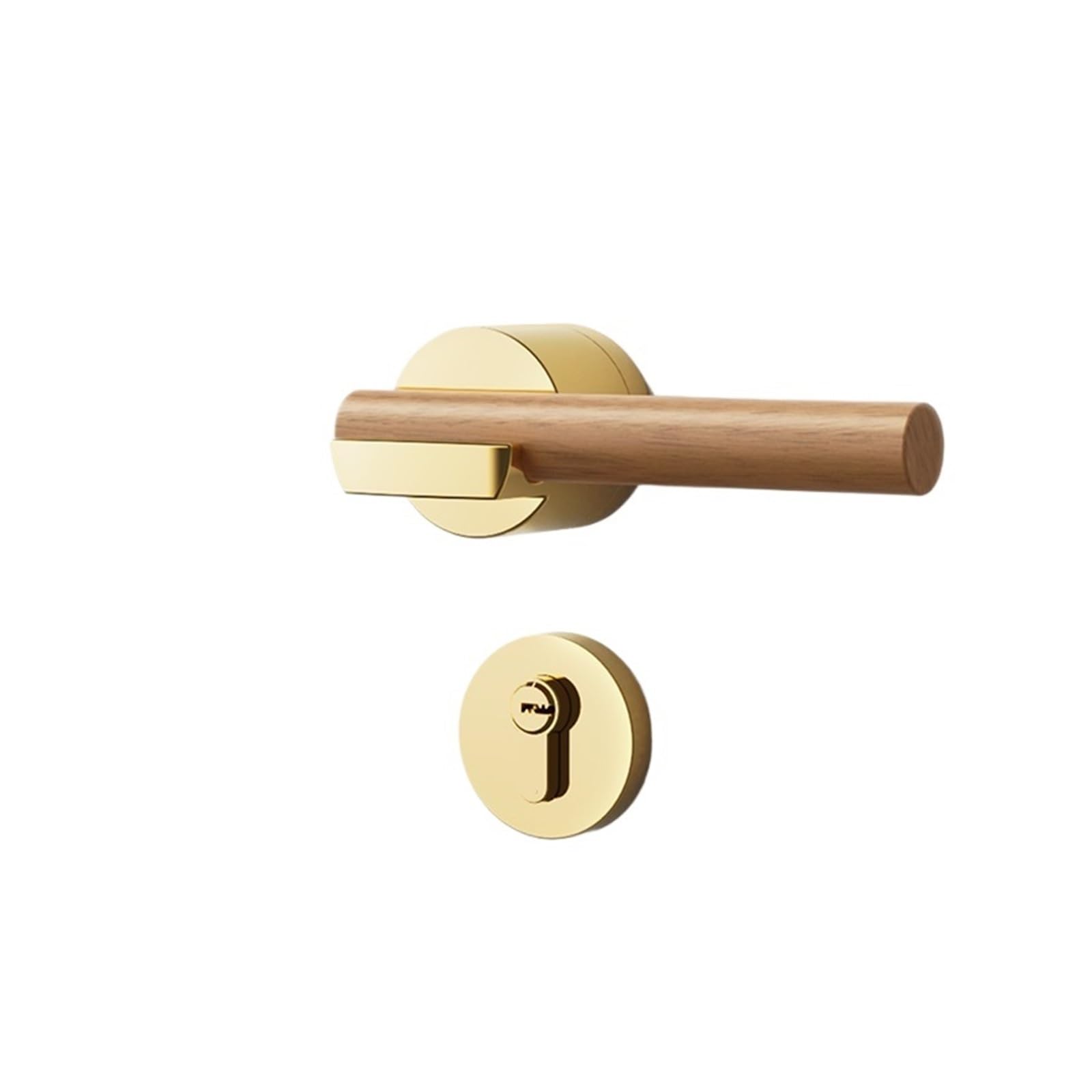 Indoor Door Lock, Cherry Wood Retro Interior Door Lock | Silent and Stylish for 35-50mm Thickness(Bright Golden,with Key)