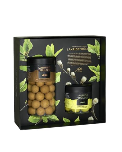 LAKRIDS BY BÜLOW - Geschenkbox 2er Set (CRISPY CARAMEL & LIME CRACKLE) - Gourmet Lakritze umhüllt von Schokolade in hochwertiger Geschenkbox